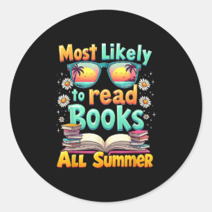 Buchliebhaber werden den ganzen Sommer über Bücher Runder Aufkleber