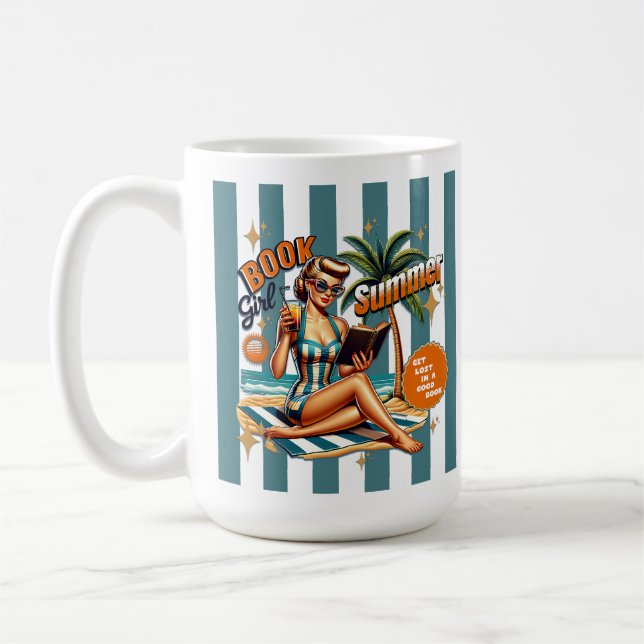 Buchmädchen Sommerferien Strandtrip Kaffeetasse (Links)