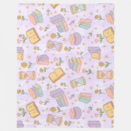 Buchmagie Lila Mädchen Pastell Fleecedecke