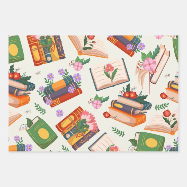 Buchmuster Geschenkpapier Set (Vorderseite)