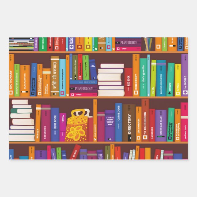 Buchmuster Geschenkpapier Set (Vorderseite)