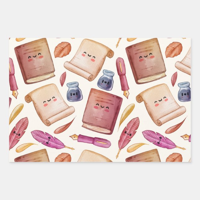 Buchmuster Geschenkpapier Set (Vorderseite)
