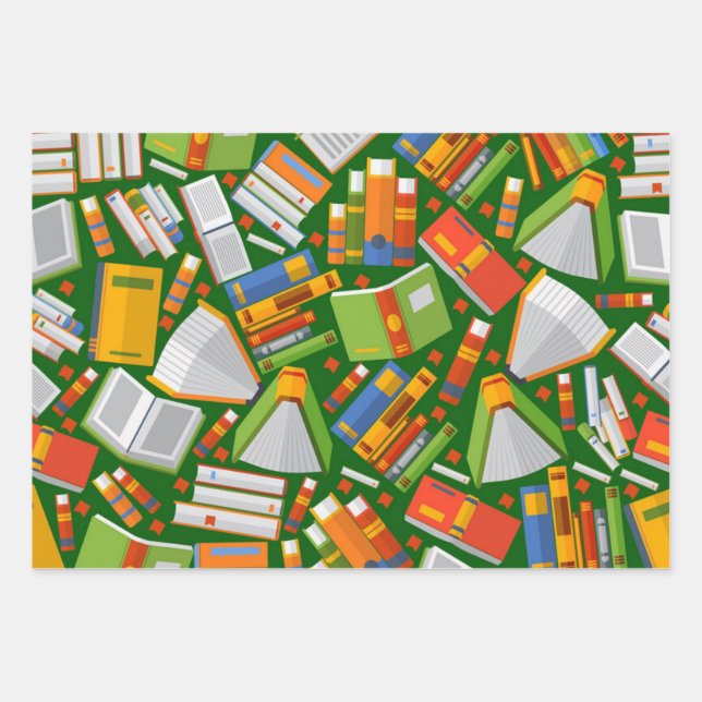 Buchmuster Geschenkpapier Set (Vorderseite)