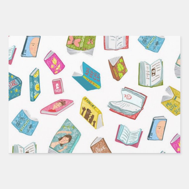 Buchmuster Geschenkpapier Set (Vorderseite)