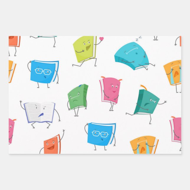Buchmuster Geschenkpapier Set (Vorderseite)