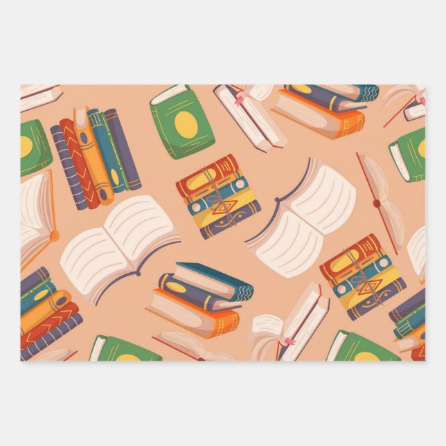 Buchmuster Geschenkpapier Set (Vorderseite)