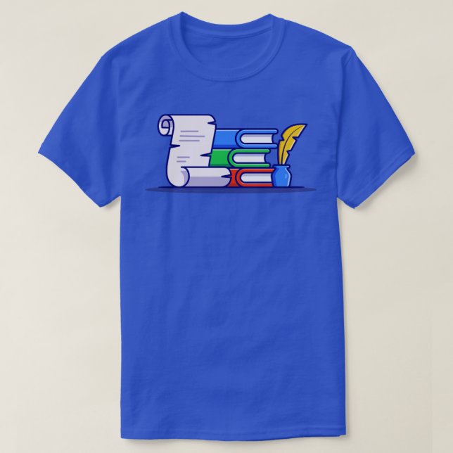 Buchpapier mit Federstift und Tinte T-Shirt (Design vorne)