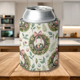 Buchsbaum-Osterkranz rosa Schleife mit Ei Dosenkühler