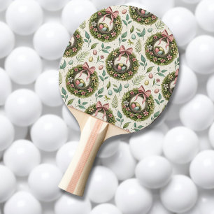 Buchsbaum-Osterkranz rosa Schleife mit Ei Tischtennis Schläger