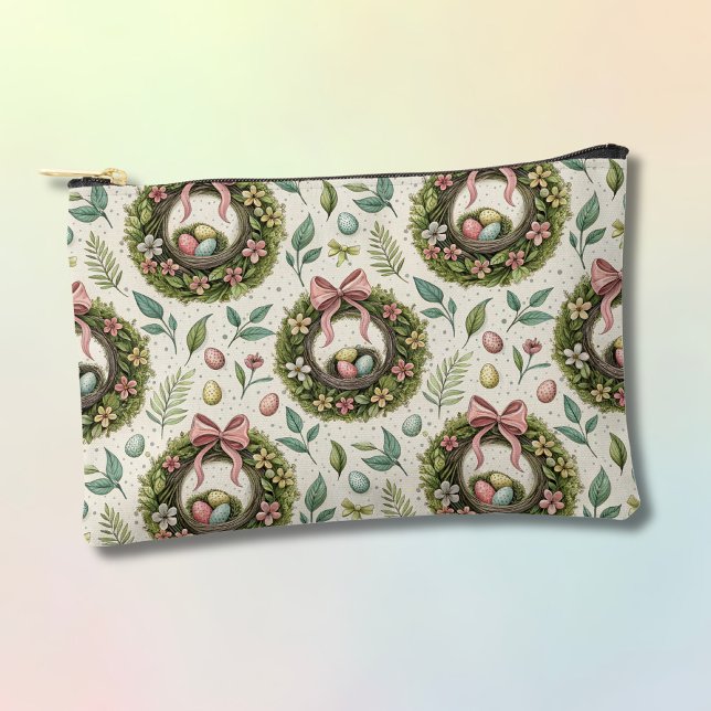 Buchsbaum-Osterkranz rosa Schleife mit Ei Zubehörtasche (Von Creator hochgeladen)