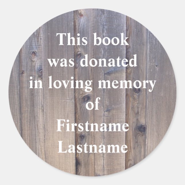 Buchspendensticker Wood Runder Aufkleber (Vorderseite)
