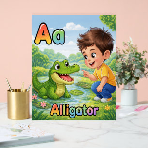 Buchstabe A Alphabet Poster A ist für Alligator Cu