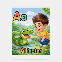 Buchstabe A Alphabet Poster A ist für Alligator Cu