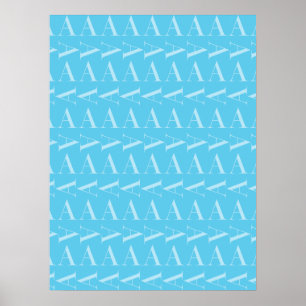 Buchstabe A - Anfangsbuchstaben der Aqua Blue Mono Poster