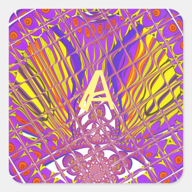 Buchstabe A, farbiges Logo Quadratischer Aufkleber (Vorderseite)