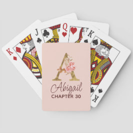 Buchstabe A Gold Monogramm Blush Rosa Rosen Spielkarten