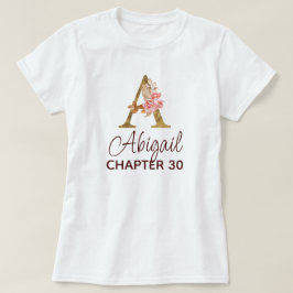 Buchstabe A Gold Monogramm Rosarot Rosen Geburtsta T-Shirt