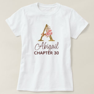 Buchstabe A Gold Monogramm Rosarot Rosen Geburtsta T-Shirt