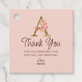 Buchstabe A Gold-Monogramm Rosé Rosen Geschenkanhänger