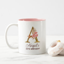 Buchstabe A Gold-Monogramm Rosé Rosen Zweifarbige Tasse