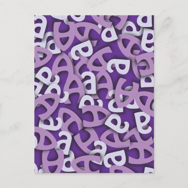 Buchstabe A Lila Postkarte (Vorderseite)