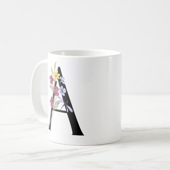 Buchstabe A mit Blumen Kaffeetasse (Vorderseite Links)