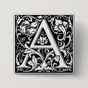 Buchstabe A Mittelalterliches Monogramm Art Nouvea Button