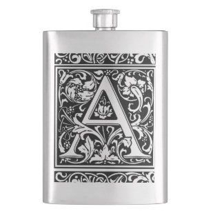 Buchstabe A Mittelalterliches Monogramm Art Nouvea Flachmann