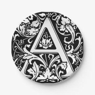Buchstabe A Mittelalterliches Monogramm Art Nouvea Pappteller