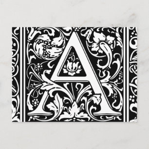 Buchstabe A Mittelalterliches Monogramm Art Nouvea Postkarte