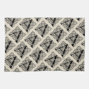 Buchstabe A Monogramm Vintage-Knotenprint Geschirrtuch