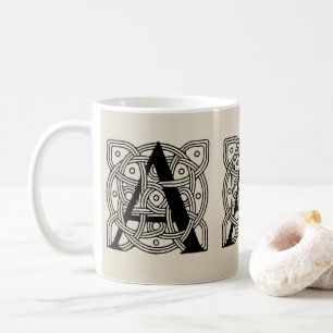 Buchstabe A Monogramm Vintage-Knotenprint Kaffeetasse