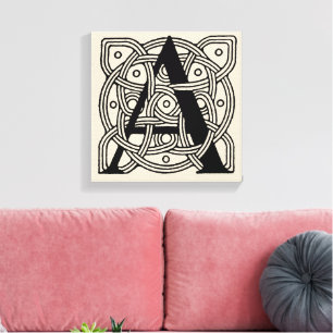 Buchstabe A Monogramm Vintage-Knotenprint Leinwanddruck