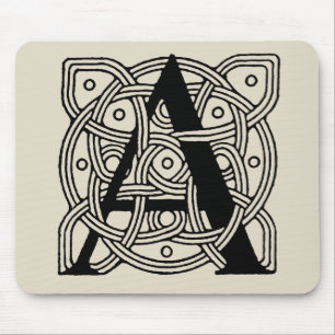 Buchstabe A Monogramm Vintage-Knotenprint Mousepad