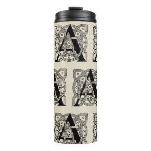 Buchstabe A Monogramm Vintage-Knotenprint Thermosbecher