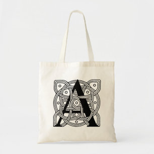Buchstabe A Monogramm Vintage-Knotenprint Tragetasche