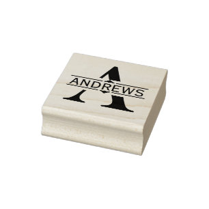 Buchstabe A Schwarzes Ziersplit Monogramm Gummistempel