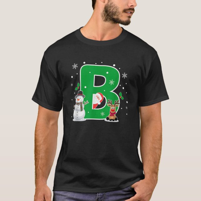 Buchstabe B Anfangsname Alphabet Monogram Santa Ch T-Shirt (Vorderseite)
