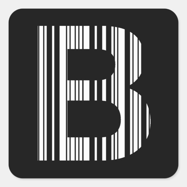BUCHSTABE B BARCODE Erstes Anfangsbuchstaben-Barco Quadratischer Aufkleber (Vorderseite)