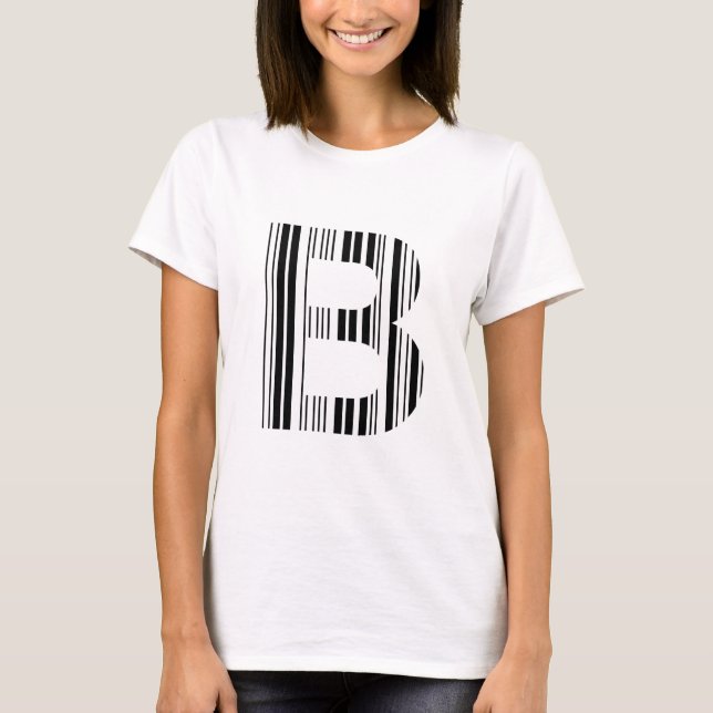BUCHSTABE B BARCODE Erstes Anfangsbuchstaben-Barco T-Shirt (Vorderseite)