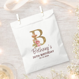 Buchstabe B Gold Monogramm Rosa Rosen Geschenktütchen