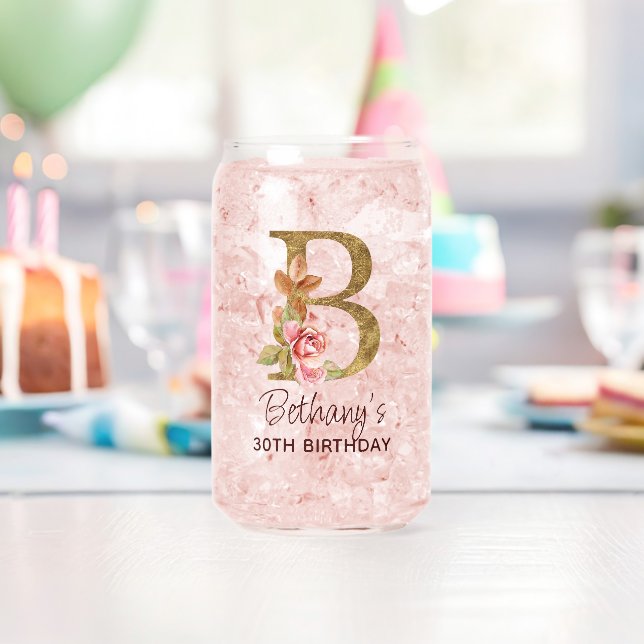 Buchstabe B Gold Monogramm Rosé Rosen Dosenglas (Insitu (Geburtstag))