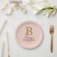Buchstabe B Gold Monogramm Rosé Rosen