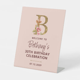Buchstabe B Gold Monogramm Rosé Rosen Schild