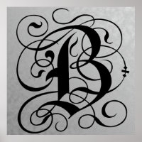 Buchstabe B, gotische Monogramm schwarz