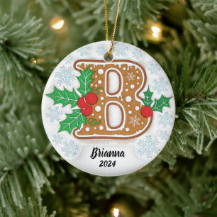 Buchstabe B Individuelles Weihnachtsmonogramm-Orna Keramik Ornament