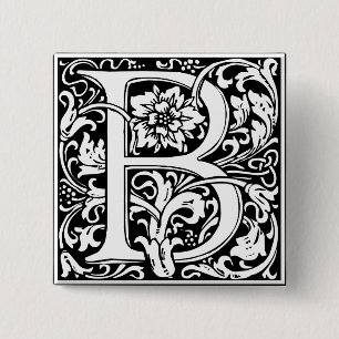 Buchstabe B Mittelalterliche Monogramm Jugendstil Button