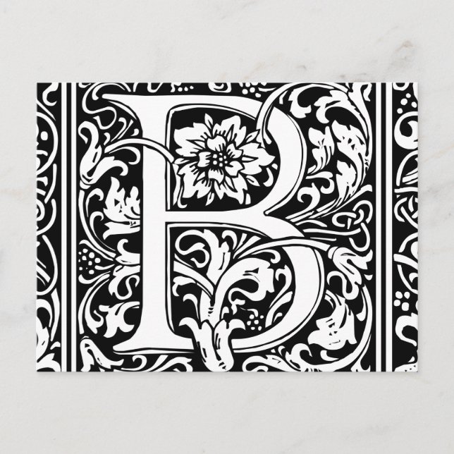 Buchstabe B Mittelalterliche Monogramm Jugendstil Postkarte (Vorderseite)