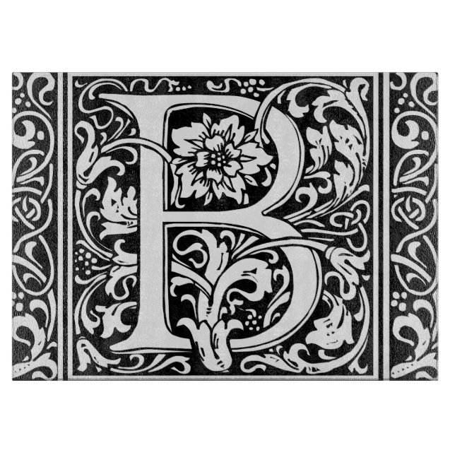 Buchstabe B Mittelalterliche Monogramm Jugendstil Schneidebrett (Vorderseite)