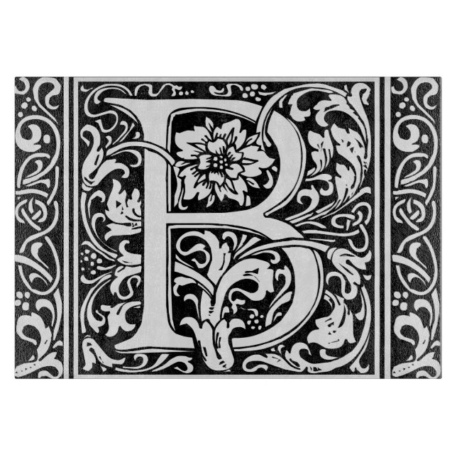 Buchstabe B Mittelalterliche Monogramm Jugendstil Schneidebrett (Vorderseite)